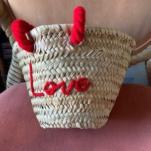 Poolside “love” Straw Basket Tote